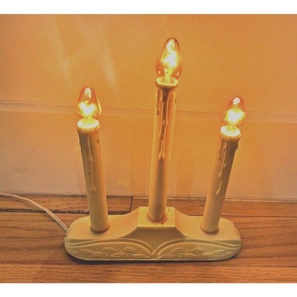 Vintage UL Christmas Holiday Window Candle Trio Plastic Mold Tested &‎ Works - Picture 1 of 6
